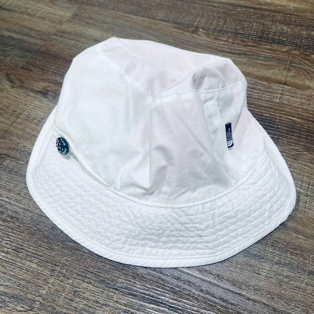 The North Face White Ripstop Bucket Hat Red Lining Unisex S/M Outdoor Sun Hat